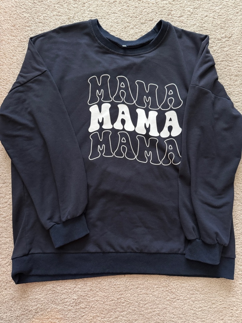 Amazon Navy Blue Sweatshirt with White "MAMA" Graphic